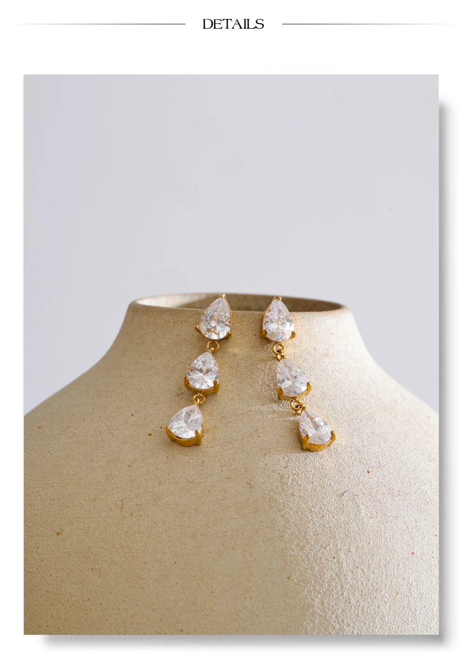Yhpup Edelstahl AAA Zirkonia Kurze Exquisite Tropfenohrringe Luxus Trendige Fantasie Glänzender Wasserfester Schmuck Geschenk PVD – Detail 7