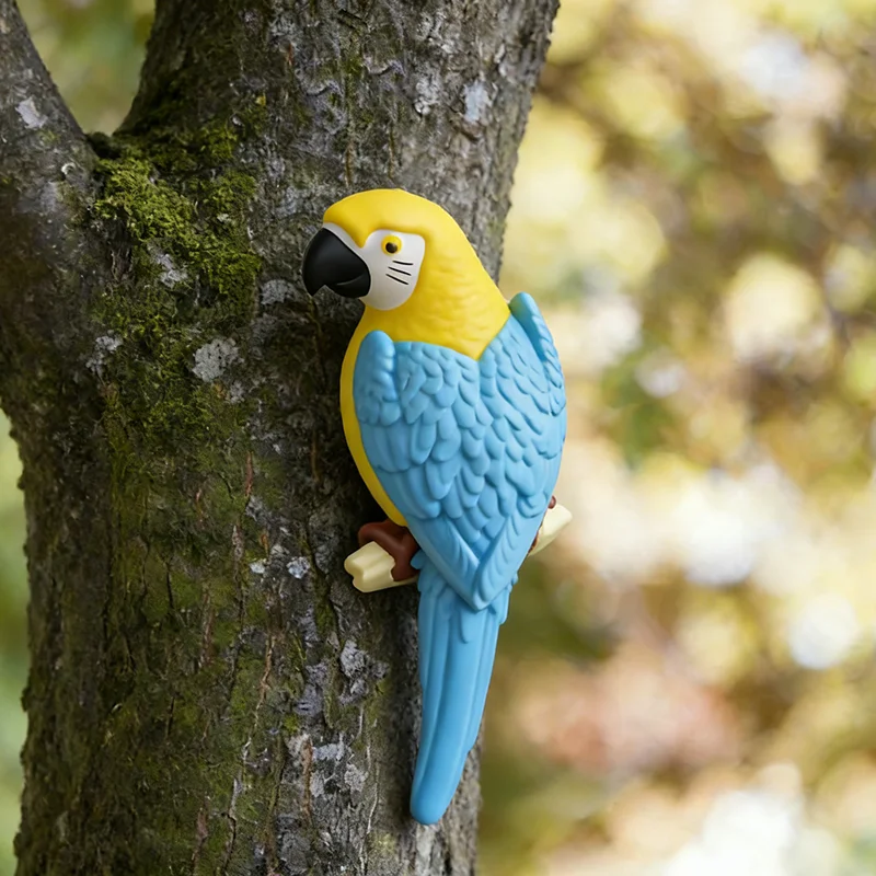 Simulated Blue Parrot Tree Hanging Statue Ornament Creative Bird Sculpture Outdoor Courtyard Garden Climbing Tropical Birds Gift image 5