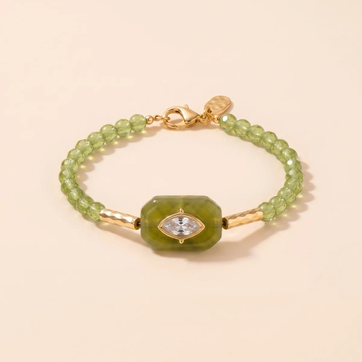 Kupfer-Kristall-Perlenarmband, rechteckiges Harz-Marquise-Zirkon-Charm-Armband, Boho-Stapelarmband für Damen – Detail 7