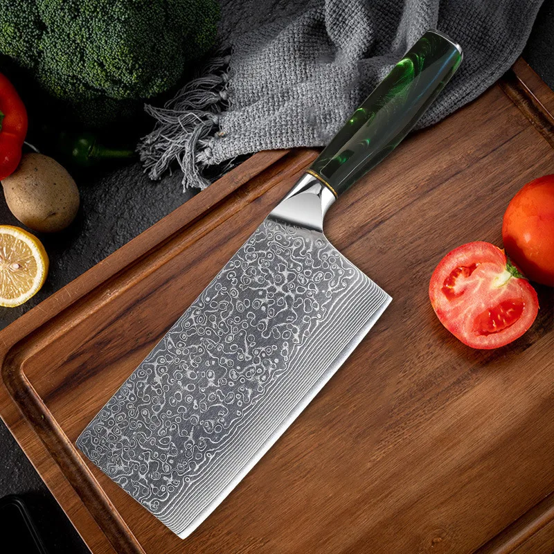 

6.9 Inch Slicing Knife 67-layers Damascus VG-10 Steel Blade Resin Handle Slicing Vegetables Cleaver Meat Kitchen Sharp Knife