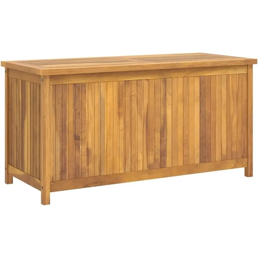 

Rustic Teak Wood Garden Storage Box Outdoor Organizer with Ample Space or Tools and Cushions, Weather Resistant Solid Wood truct