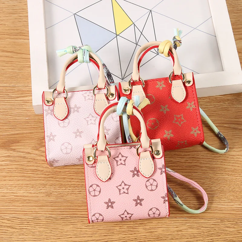 Mini Patterned Tote Bag Earphone Case Coin Purse Mini Bag Key Chain Car Accessory Holds Other Small Items