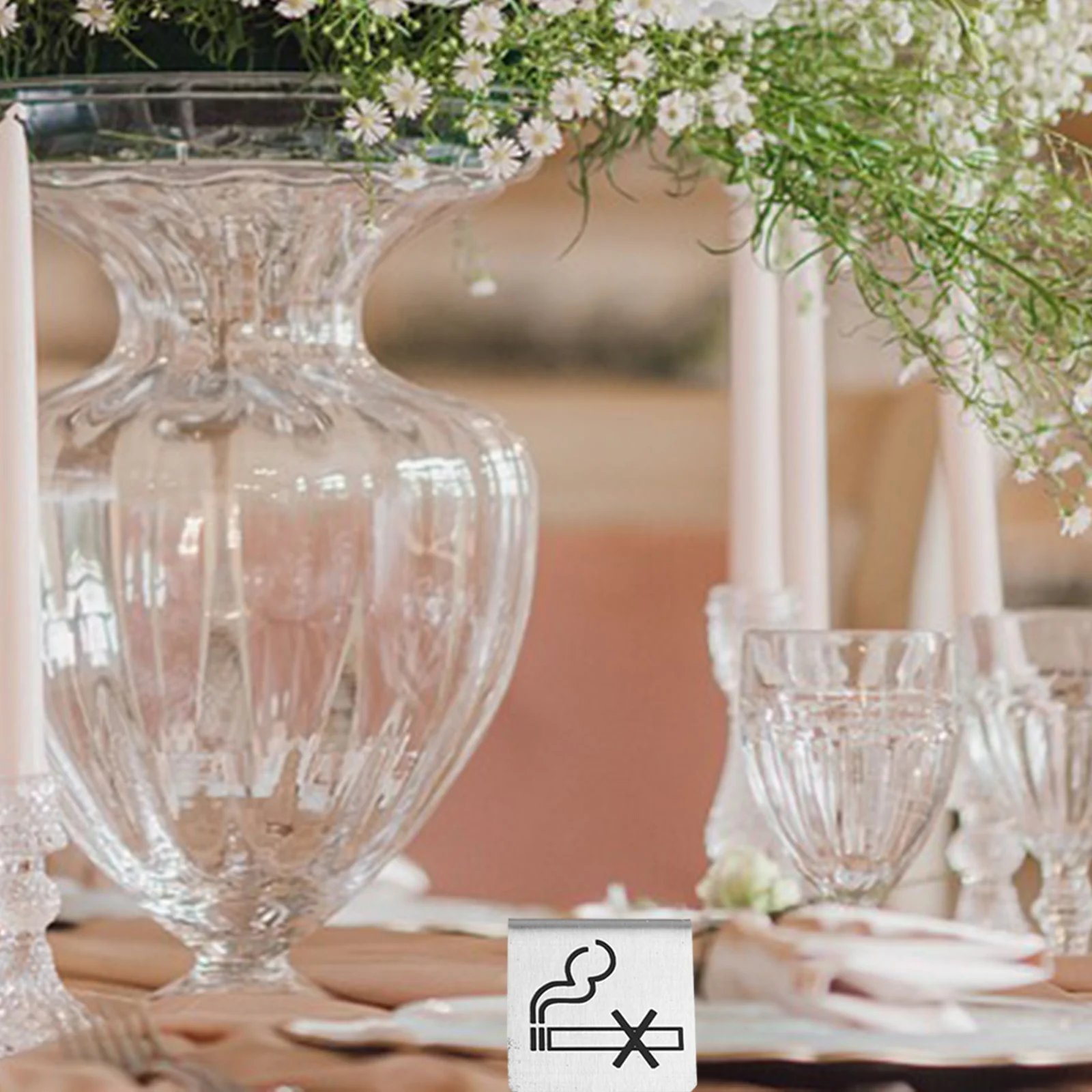 2 قطعة الفولاذ المقاوم للصدأ لا التدخين الجدول علامة محفوظة مؤشر مزدوج الجانب لمطعم مقهى مكتب فندق منطقة غير التدخين