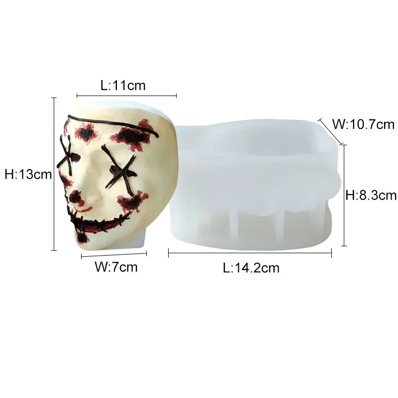 Halloween Horror Mask Silicone Mould Clown Suture Mask DIY Halloween Decorative Candle Plaster Ghost Mask Mold