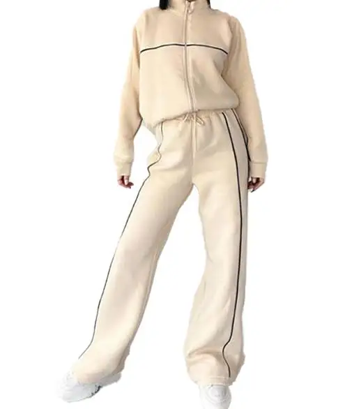 

2026 Spring New Women's Set Casual Half High Collar Zipper Cardigan Strap Fashion Sports Hoodie Set