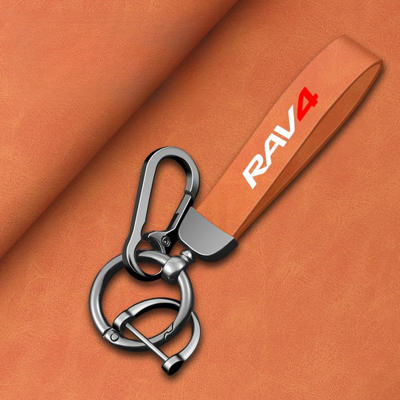 Car Key Chain Rings Metal Leather Keychain Universal Auto Motorcycle Keyring For TOYOTA RAV4 2008 2013 2017 2018 accessories