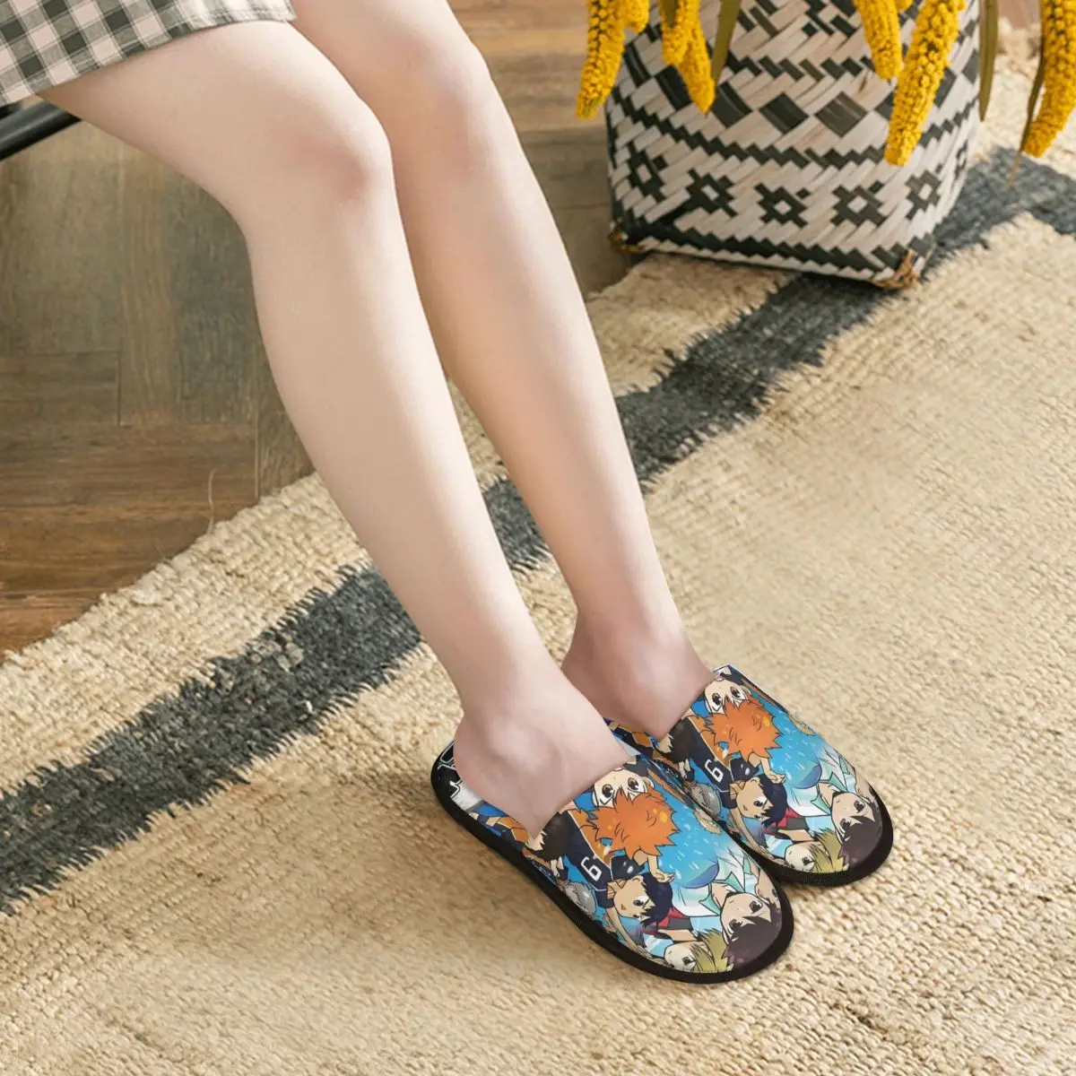 Zapatillas de casa de espuma viscoelástica suaves y emocionantes h-haikyuues personalizadas, zapatillas cómodas y cálidas con suela antideslizante para mujer