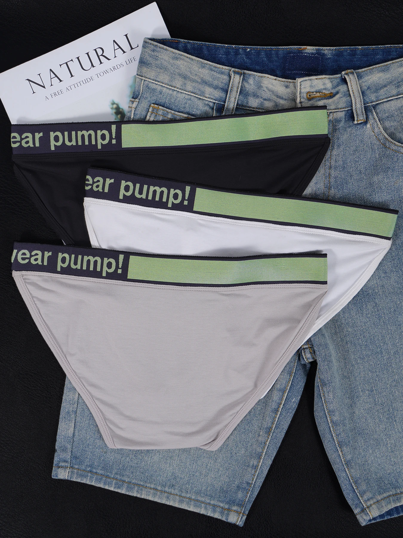 3 PCS Men's PUMP Modal Briefs U Convex Pouch Contrast Elastic Waistband Soft Skin-Friendly Breathable Underwear