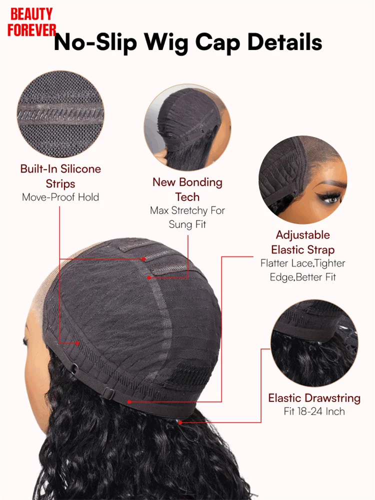 Beauty Forever Bye Bye Slip Gouden Bruin Gueless Haarwerk van Echt Haar 7x5 Voorgeknipte Kant Watergolf Glueless Pruik met Trekkoord - afbeelding 1