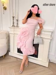 Other Shore Elegant Vintage Sexy Sweet Pink Mermaid Ruffle One Shoulder Customize Formal Occasion Prom Dress Evening Party Gowns