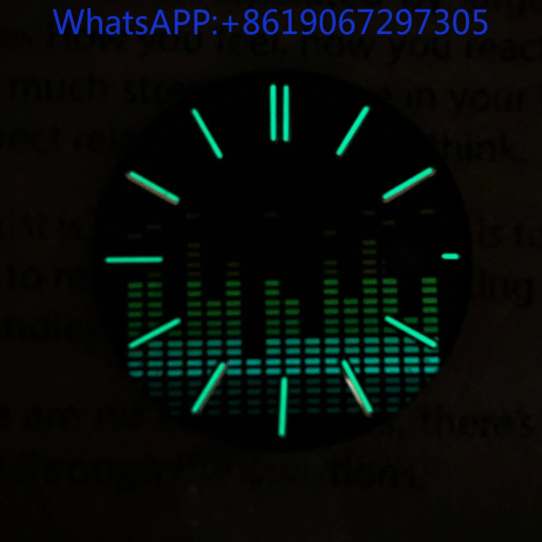 Pixel Waffle Matte Texture Musical Rhythm Green lume  Watch Dial Suitable for NH35/36/4R/7S Automatic Movement Mod Parts