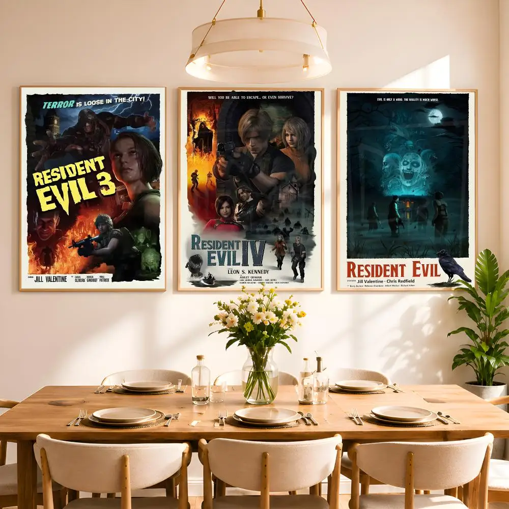 R-Resident Evil Game Painting Calligraphy Canvas Poster Art for Bedroom Living Room Home Decor Wall Decoration Decals Gift