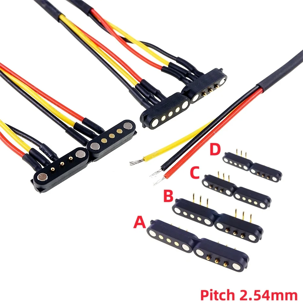 1 3 5 20 50 200 szt. Sprężynowe męskie żeńskie 2.54 MM z otworami PCB złącze BTB 2A 36V DC magnetyczne Pogo Pin 3 biegun