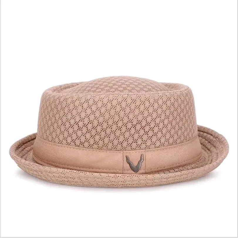 

New Breathable Hat England Mesh Flat Straw Hat Retro England Jazz Foldable Sun Hats Panama Casual Pa