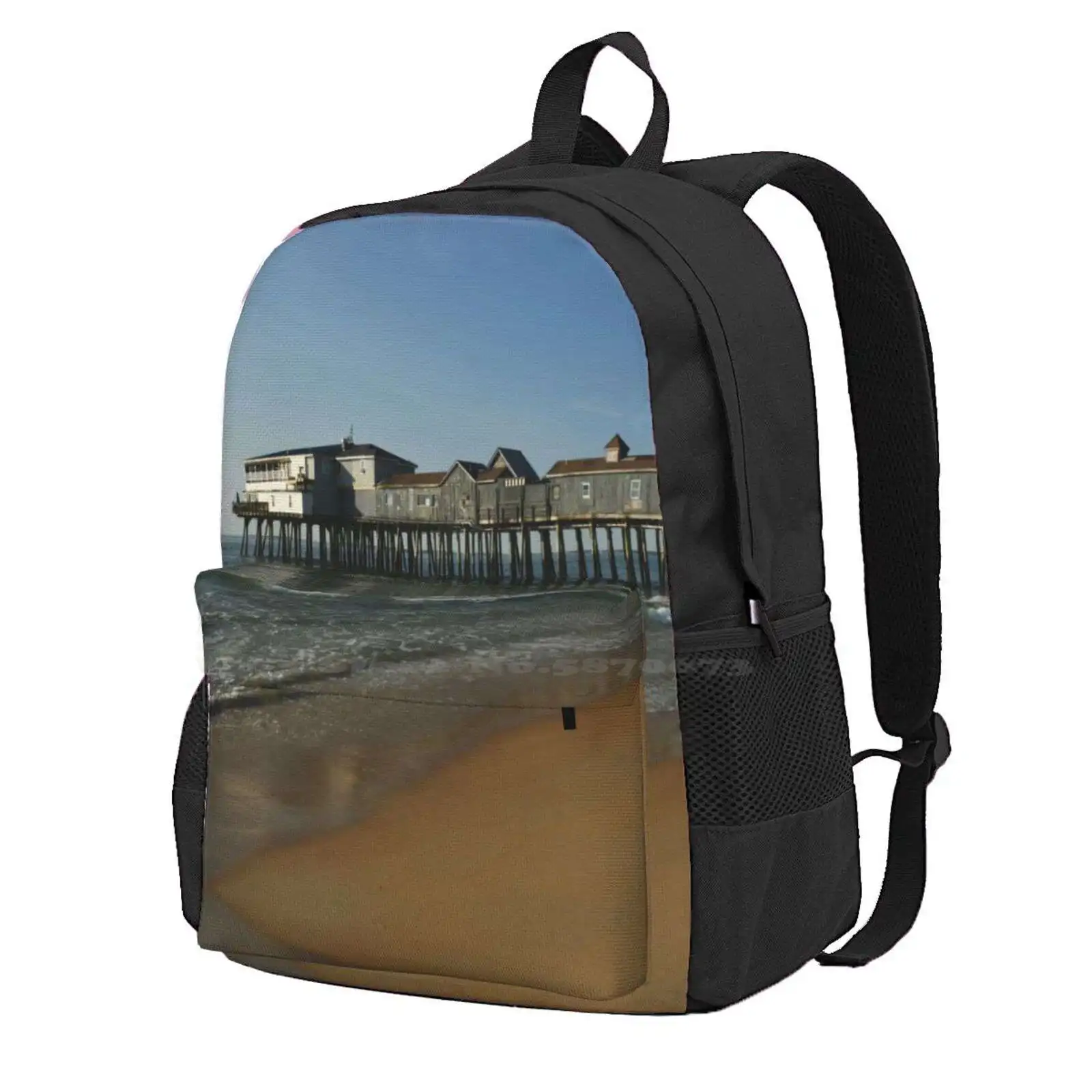 Old Orchard Beach Pier Hot Sale Schoolbag Backpack Fashion Bags Pier Sand Sky Water Ocean Maine Old Orchard Beach Waves