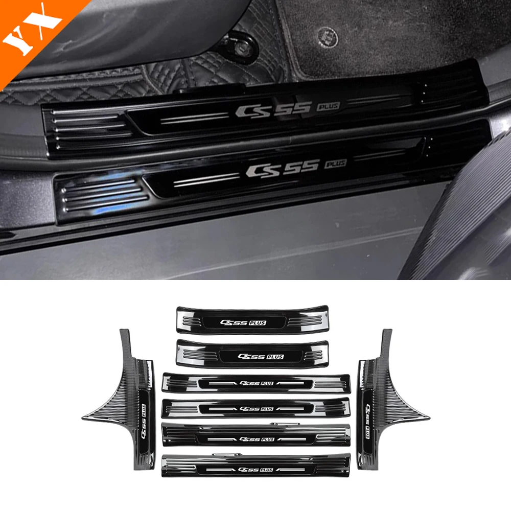 For changan cs55 plus accessories cs55plus 2025 2024 Stainless Black Car Door Sill Scuff Plate Welcome Pedal Protection Trim