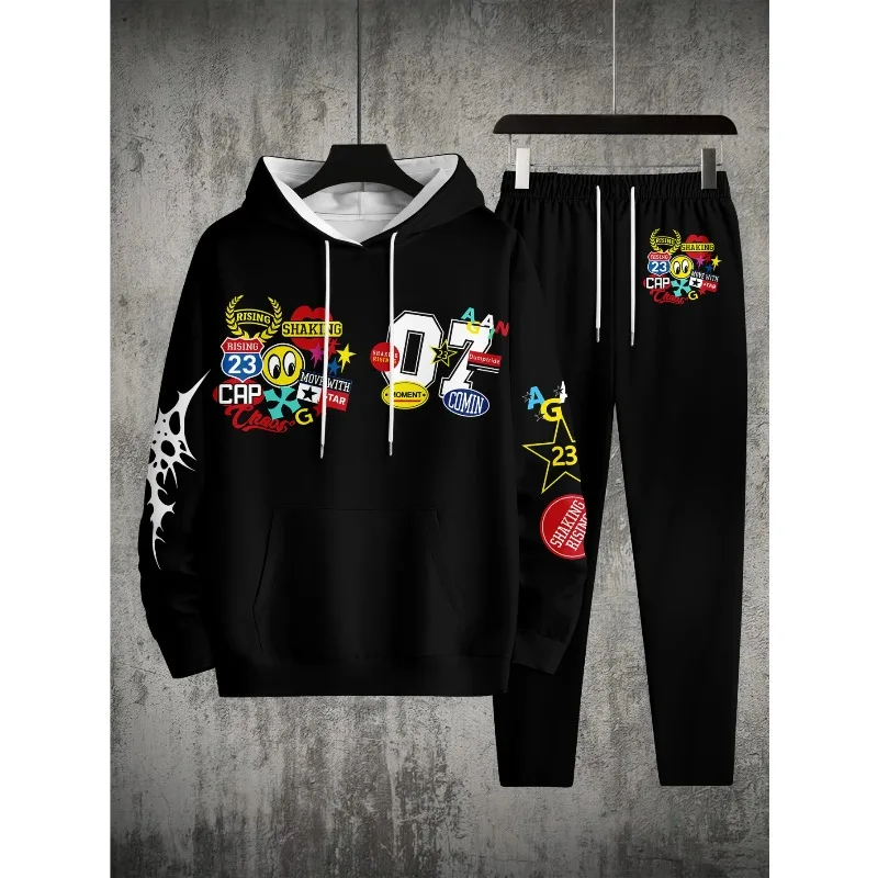 الربيع والخريف عارضة الرياضة الكرتون أنيمي شخصية 3D المطبوعة الرجال الكتف نمط هوديي أعلى السراويل قطعتين مجموعة #2