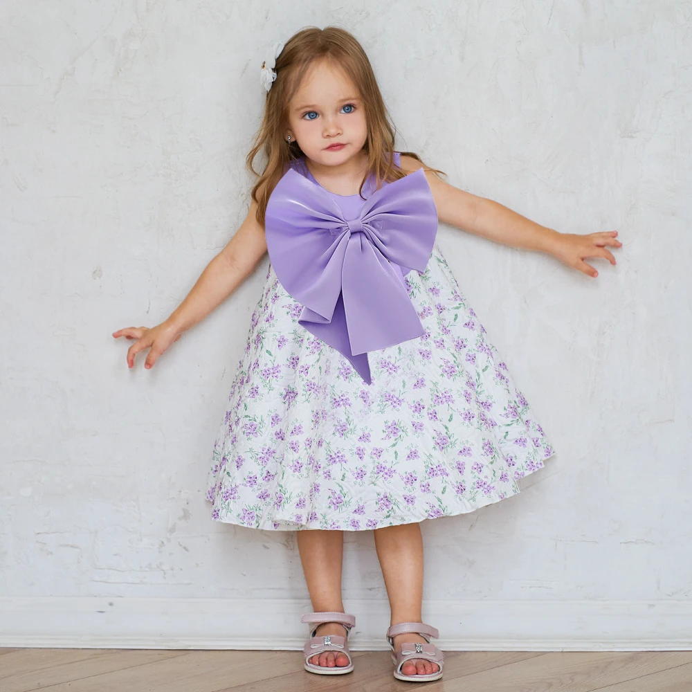 

Baby Girl Dress Floral Tulle Big Bow Newborn 1st Birthday Party Baptism Clothes 9 12 Months Toddler Fluffy Outfits Bebes