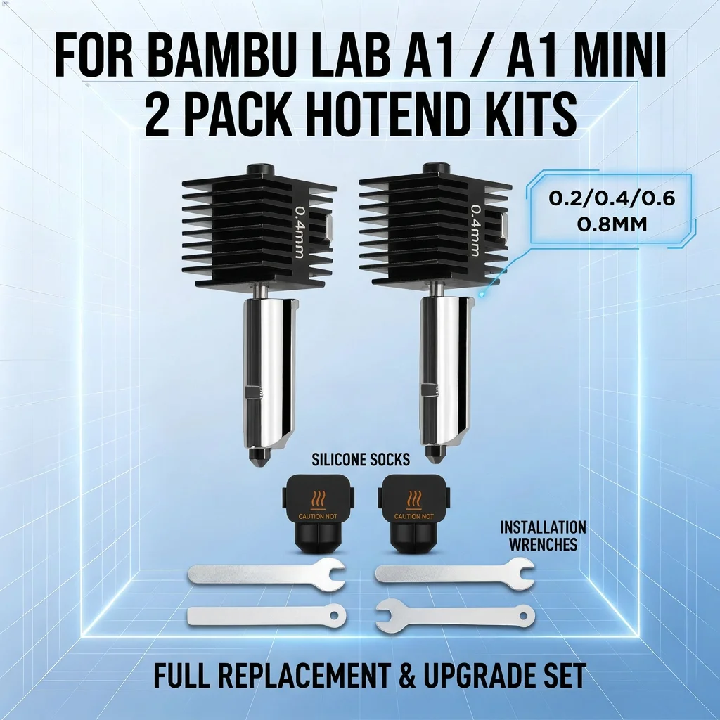 2Pack A1 A1 Mini Hotend Kit 0.2~0.8mm Hardened Steel Nozzle High Temp Extruder Upgrade Replacement Part For Bambu Lab 3D Printer