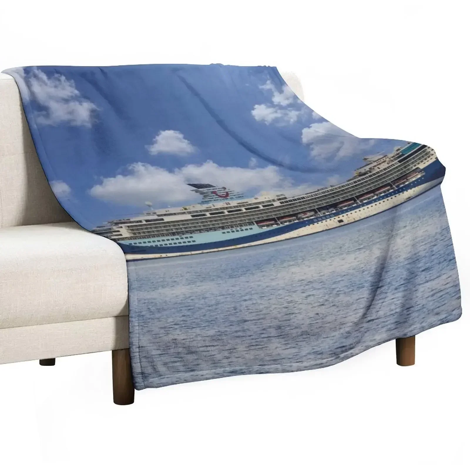 Marella Explorer Anchored At Thatcher Rock Throw Blanket Hairy Sofa Quilt blankets and throws Blankets