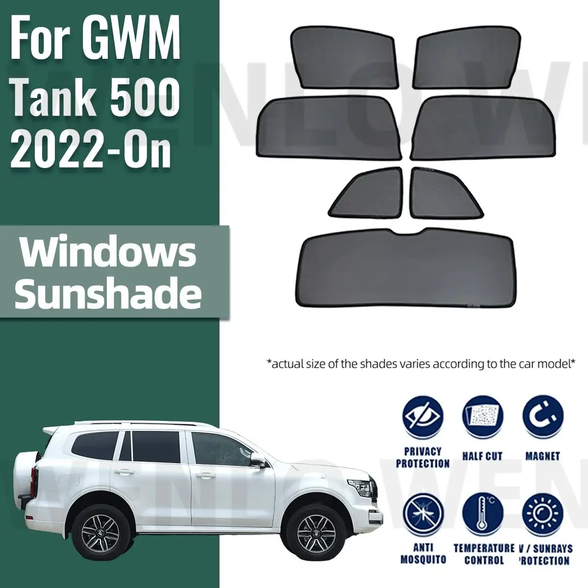 

For GWM WEY Tank 500 2022 2023 2024 Magnetic Car Sunshade Shield Front Windshield Frame Curtain Rear Side Window Sun Shades