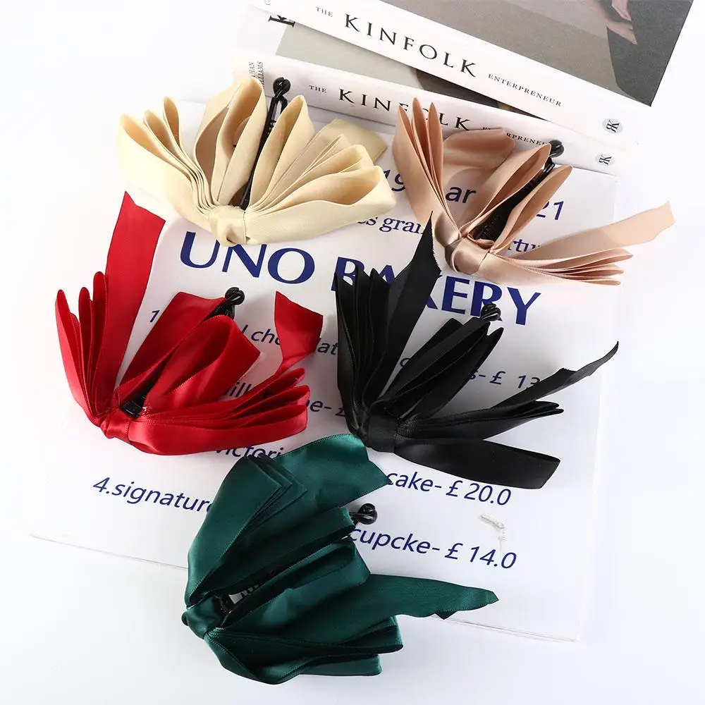 Ponytail Fixed Ribbon Women Hair Accessories Satin Vertical Clip Bow Headwear Korean Style Hair Clip Banana Clip Girls Hairpin