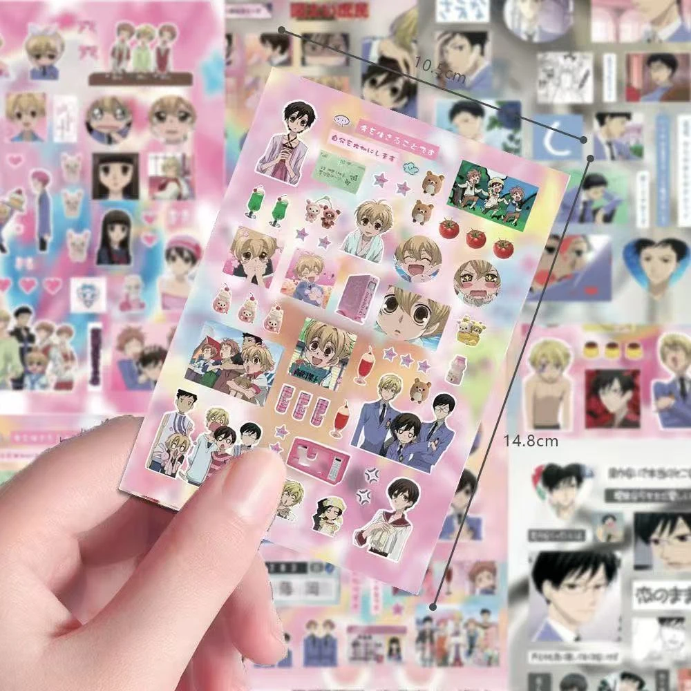 

Набор из 8 наклеек с персонажами из аниме «Хай-скул Оуран»: креативные декоративные стикеры для детей, подарок