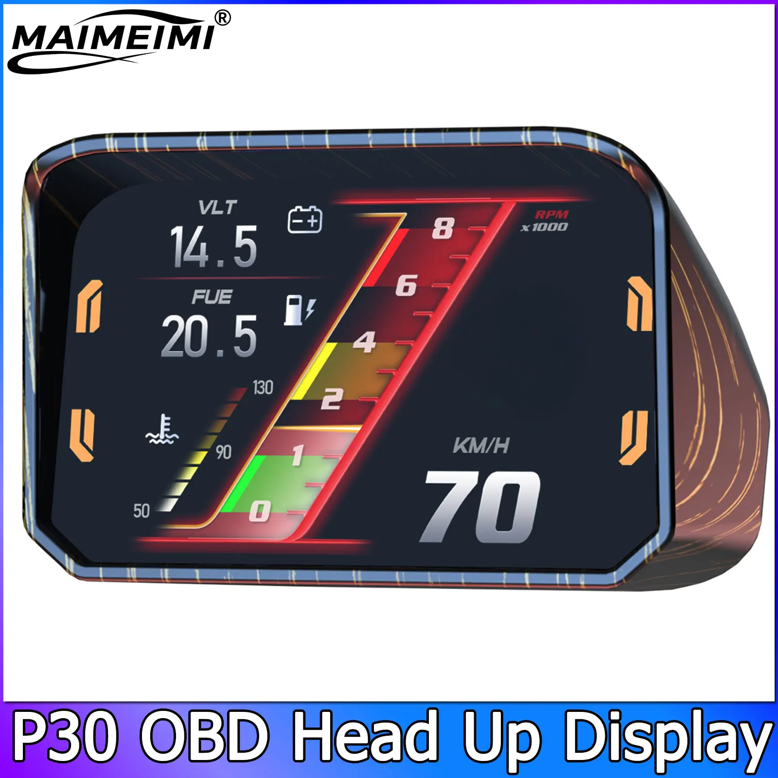 P30 Car HUD Obd2 On-board Computer OBD HUD Speedometer Speed Turbo RPM Meter Switch  AFR Time Speed Voltage Display