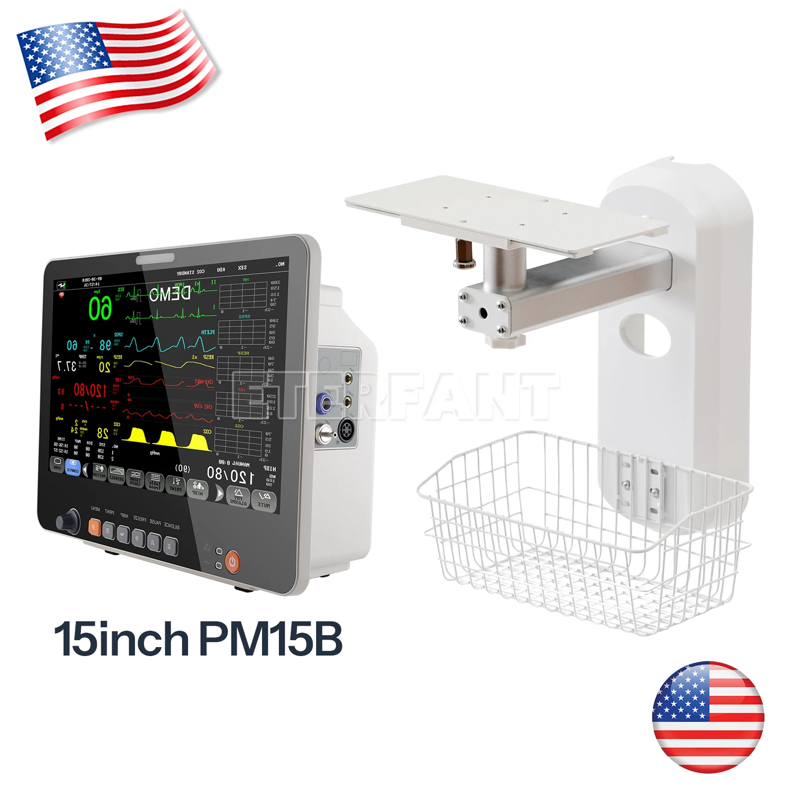 

Wall Mount Bracket for Patient Monitors w/Screw/15.6" Patient Monitor ICU CCU Vital Sign for Hospital ECG NIBP RESP TEMP SPO2 PR