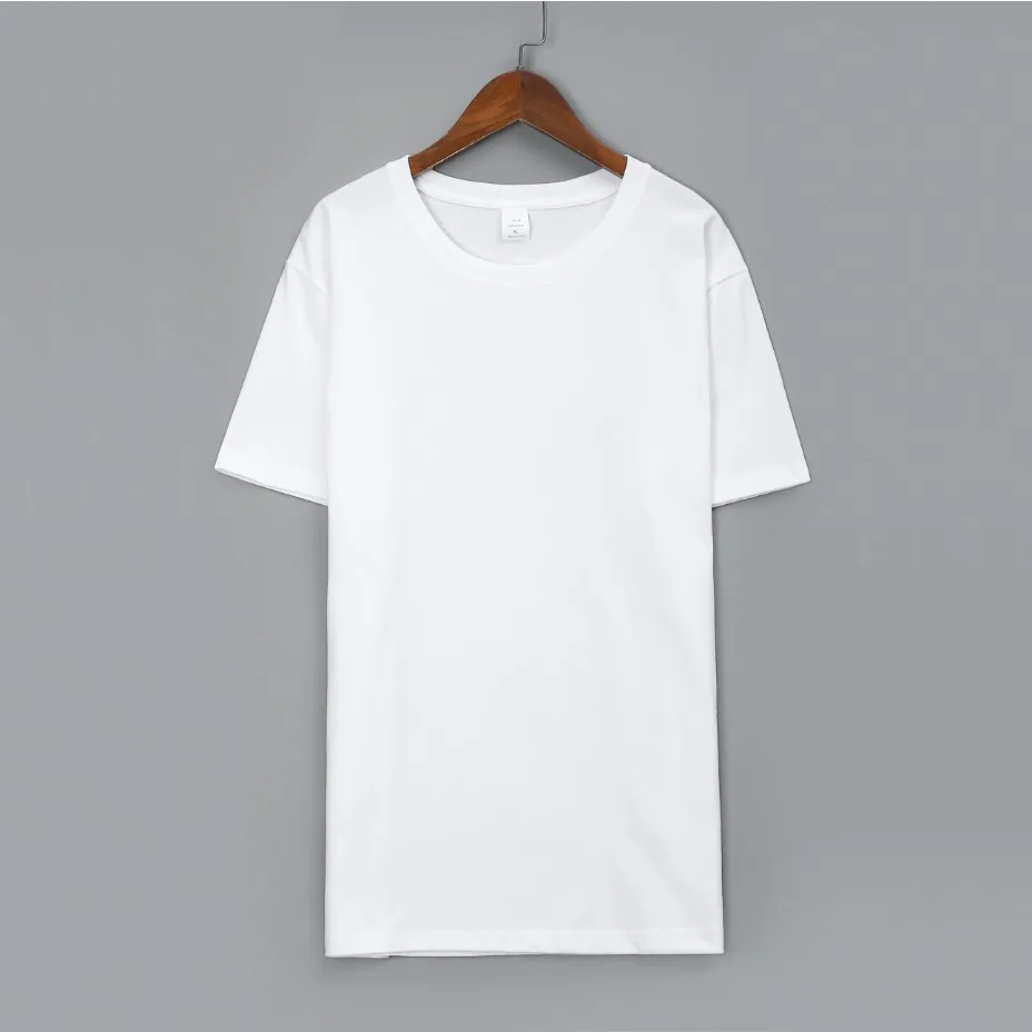 New 100% Cotton T-shirt Fashionable Men's Women's Short Sleeved Cotton Round Neck White Thickened Top Men Clothing