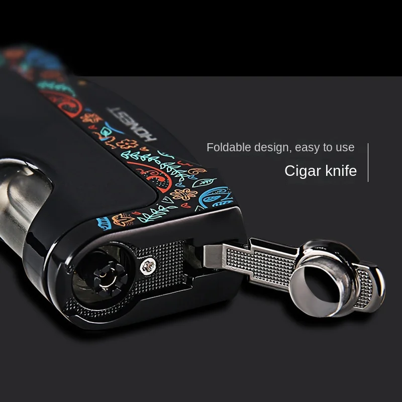 High-grade Metal Windproof Cigar Cigarette Lighter Jet Torch Gas Flames Unusual Lighters Smoking Accessory Butane Gadgets for Me