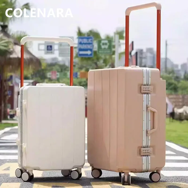 

COLENARA Aluminum Frame Suitcase ABS+PC Boarding Box 20"22"24"26"28 Inch Large Capacity Trolley Case with Wheels Rolling Luggage
