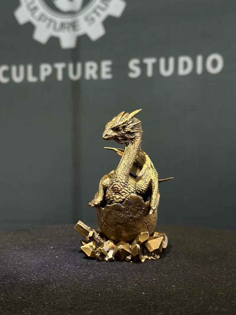 Bronze Dragon Ornament for Home Decor, Metal Sculptures, None Statues, Bronze, Collections, Cartoon and comics, 460g