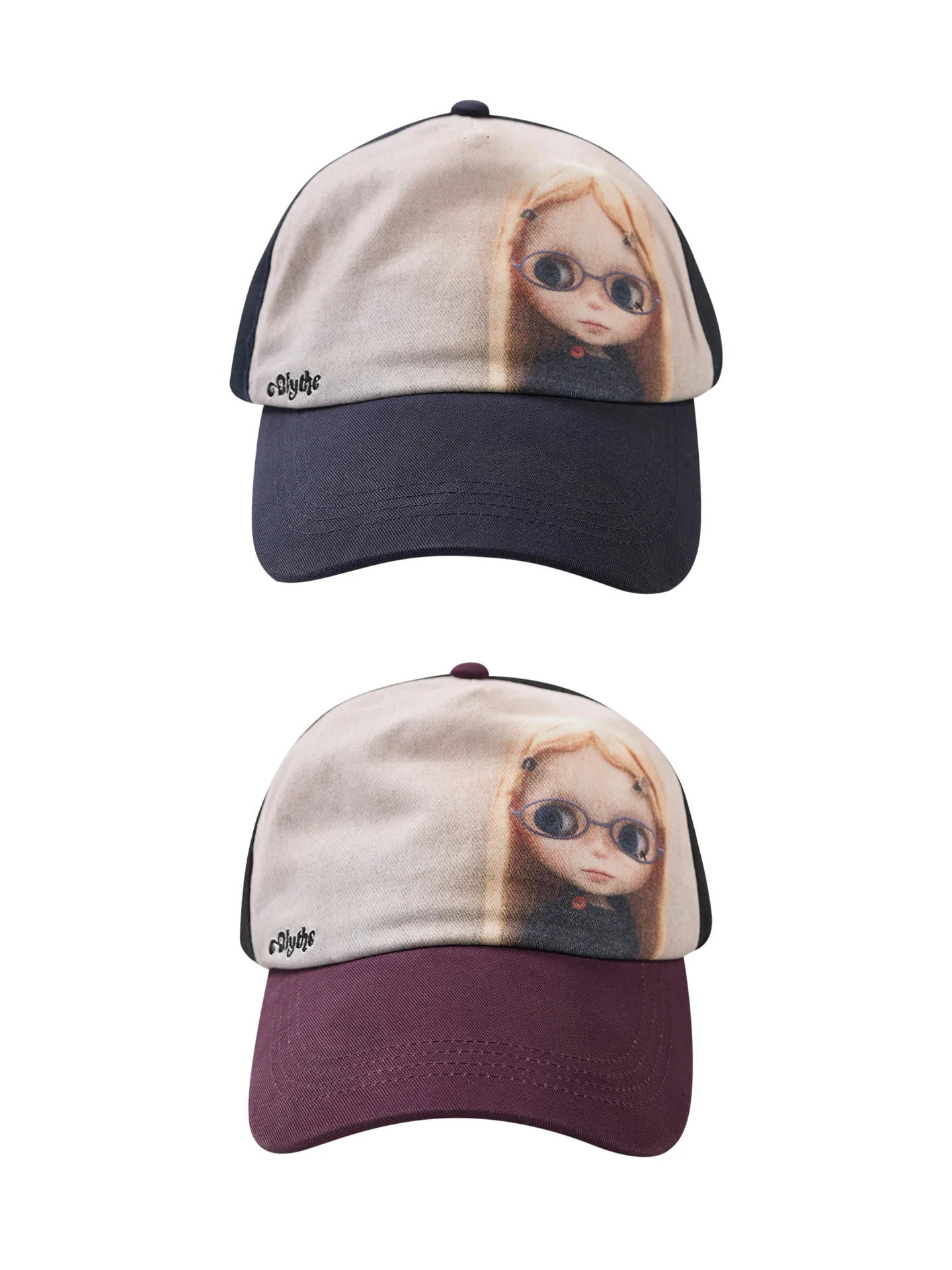 

Korean Style Cartoon Girl Doll Print Baseball Cap Small Face Illusion Mesh Duckbill Hat Sun Protection Cap Adjustable Cotton