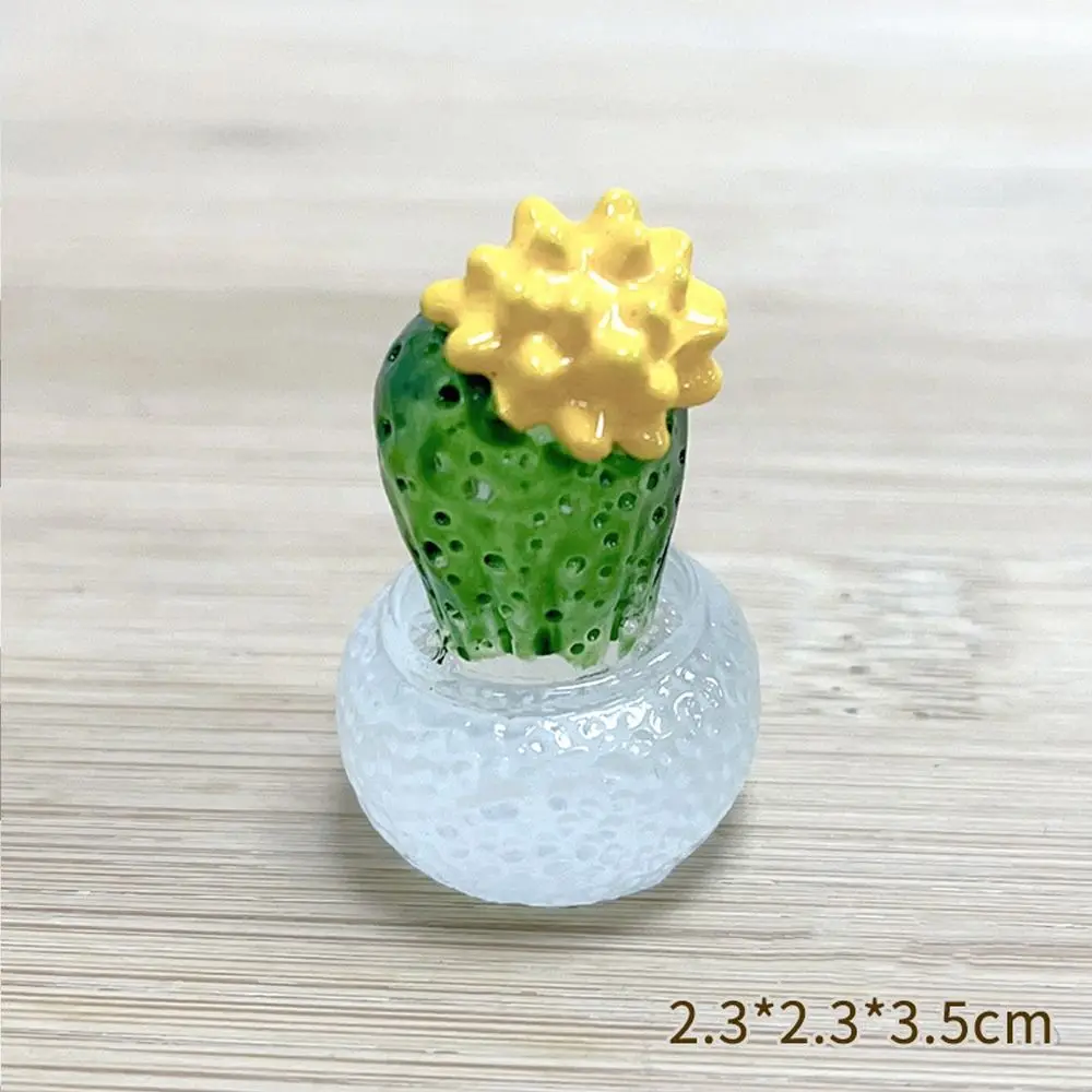 

Cartoon Cactus Bonsai Decor Resin Crafts Realistic Mini Cactus Figurines Transparent Fleshy Simulated Cactus Home Accessories