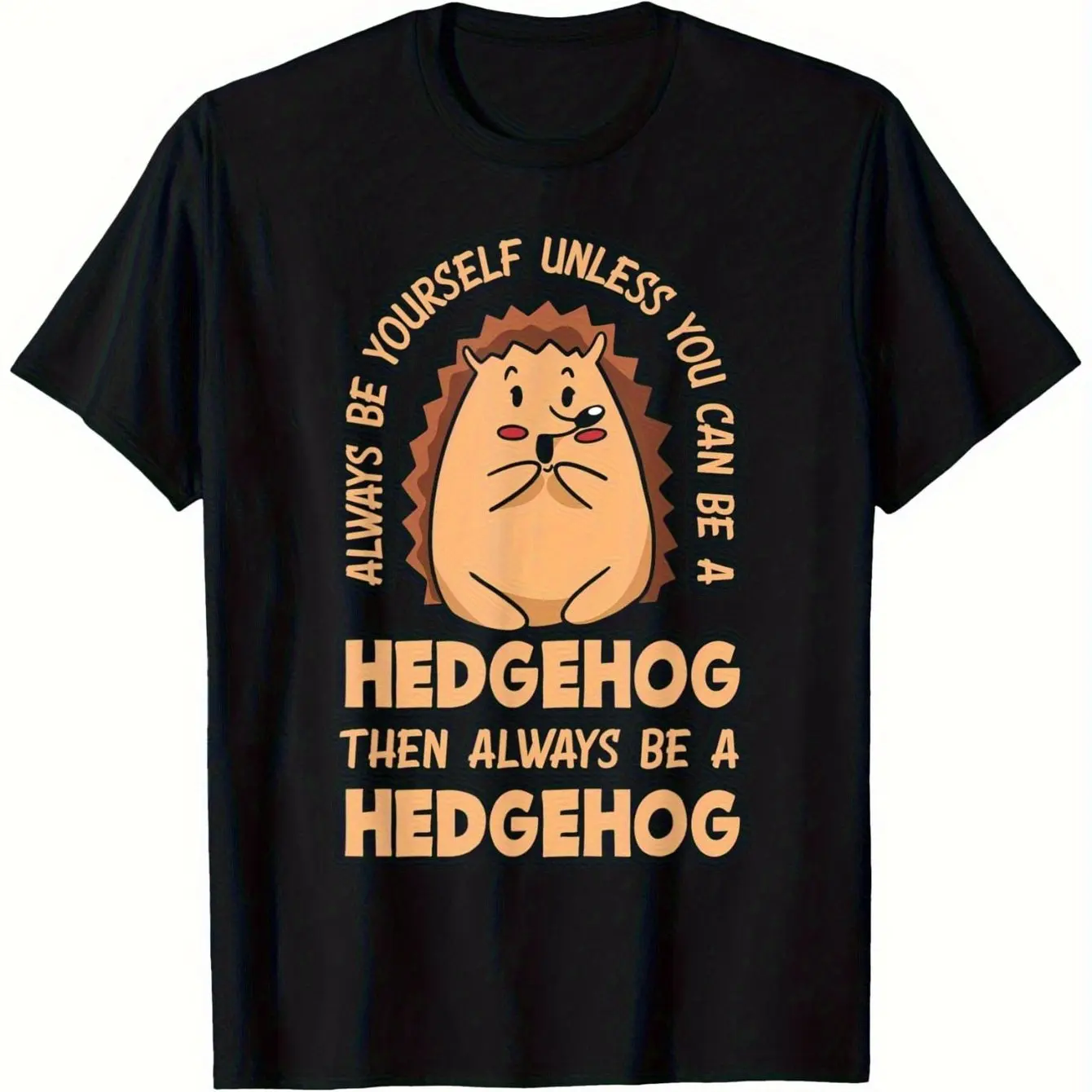 Men's Short Sleeve T-Shirt with Funny Hedgehog Transformation Casual Round Neck Tee Suitable for All- Wear Machine Washable