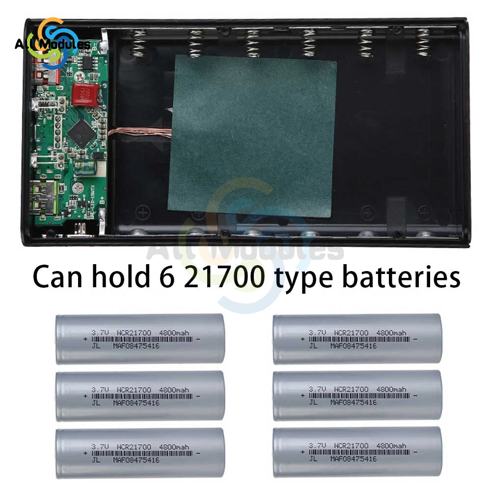 QC3.0 5V 9V 12V Removable 6-section 21700 power bank 18650 Case Lithium Battery Holder Two-way Fast Charger Box Shell DIY Kit