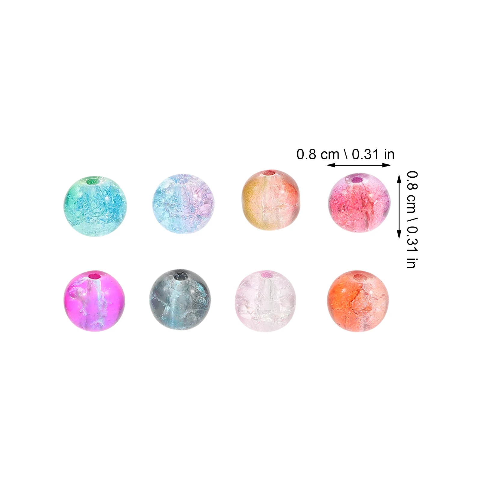 

150Pcs Glass Beads for DIY Bracelet Making Smooth Round Crackle Pattern Jewelry Spacer Beads Circle Beads, Crushed Glass