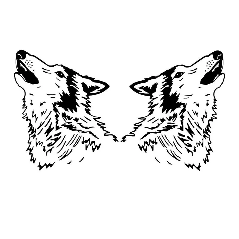 Car Sticker Personality Symmetrical Cool Wild Wolf Head Car Decoration Decals Suitable for Various Models Black/white, 23cm*20cm