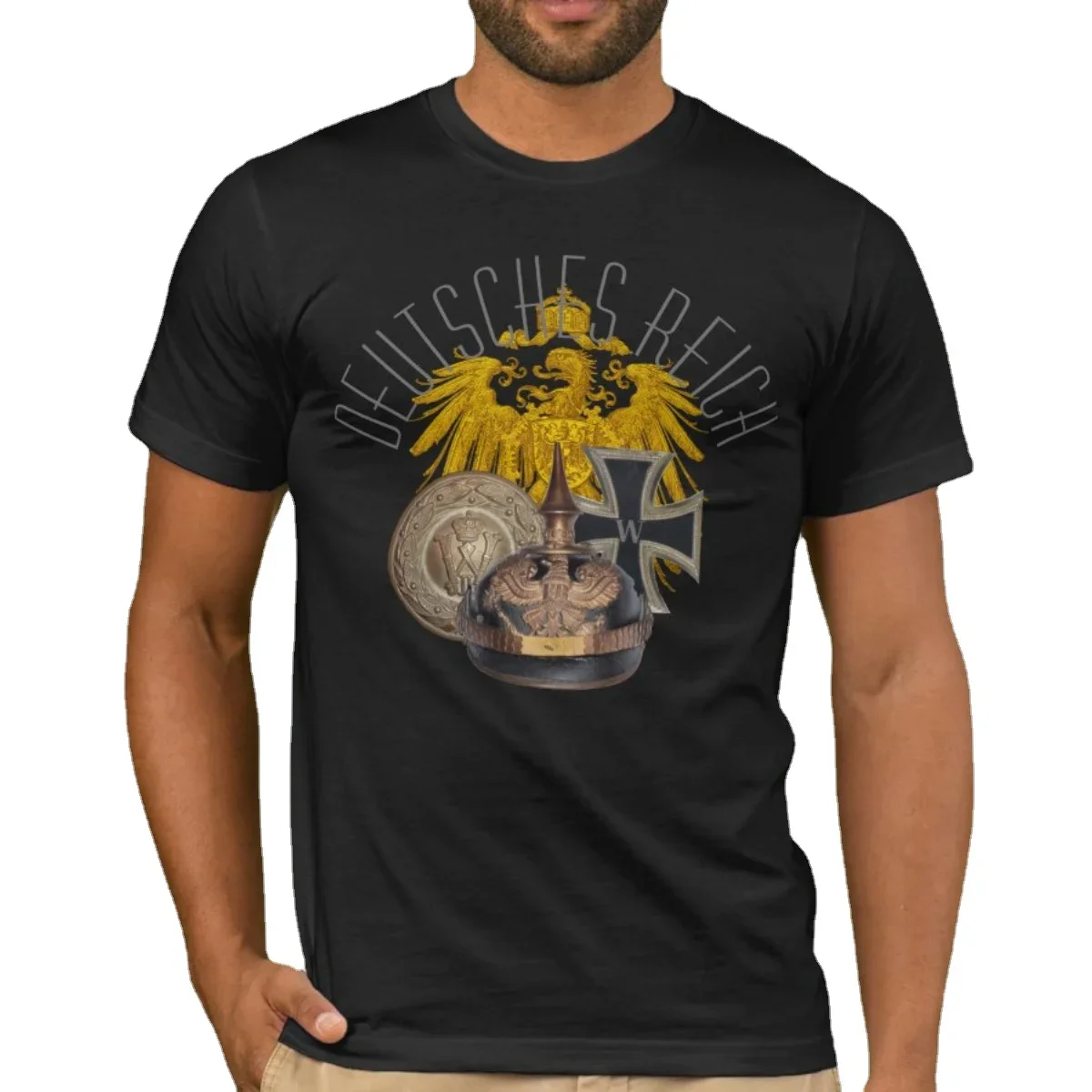 WWI Germany Symbols Prussian Eagle Pickelhaube Buckle  Cross T-Shirt. Summer Cotton Short Sleeve O-Neck Mens T Shirt S-3XL
