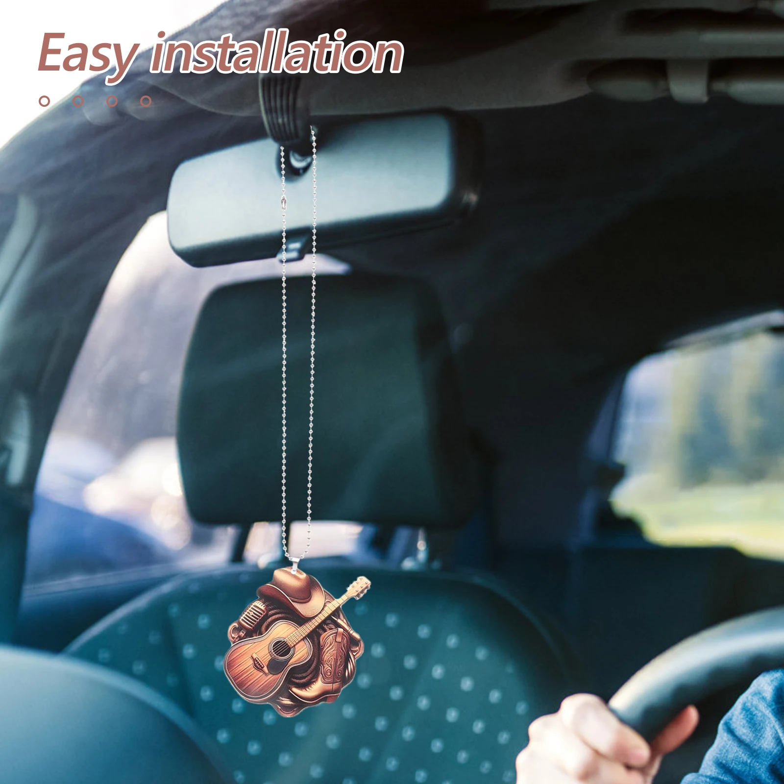 

Car Mirror Hanging Ornament Durable Compact Rearview Mirror Pendant Easy Install Western Style Decor Accessory