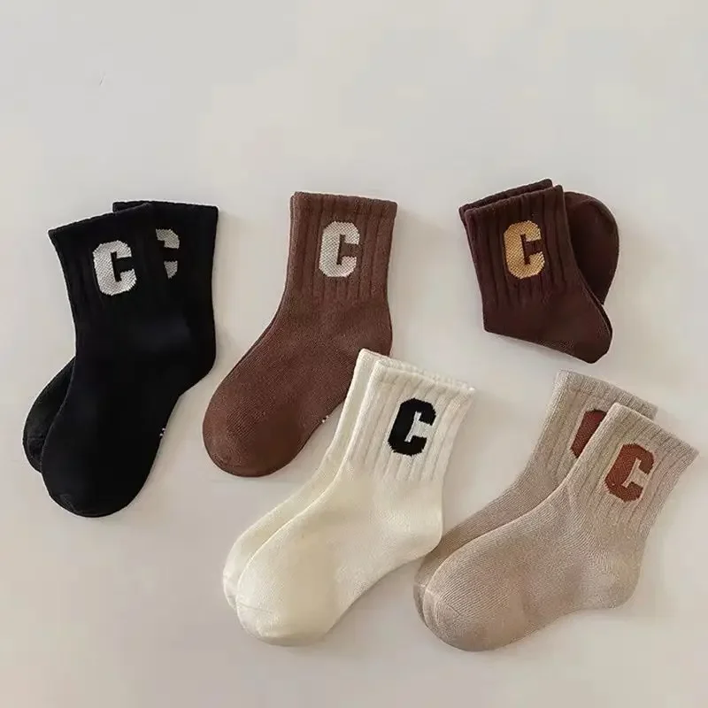 Kids Fashon Simplicity Solid Color Calf Socks Boys Girls Sport Socks Toddler Spring Autumn School Cotton Warm Socks