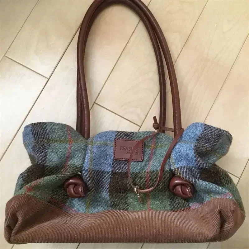 

Miyagawa Autumn Winter Bags Women's 2023 New Single Shoulder Bag Vintage Plaid Underarm Bag Small Commuter Bag Student Handbag