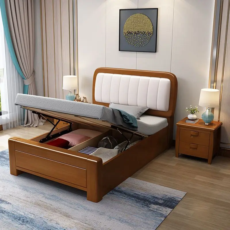 ！@High Quality Modern Multi-Functional Kids Boy Girl Solid Wood Bed Full Twin Size Beds Storage for Children's Bedroom 4 Colors