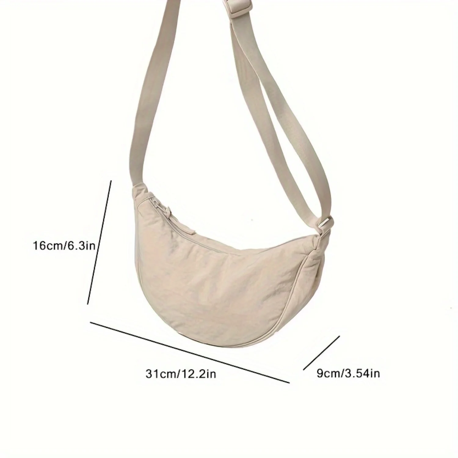 Bolso de hombro minimalista con cremallera de media luna, bolso versátil que combina con todo para uso diario, bolso deportivo