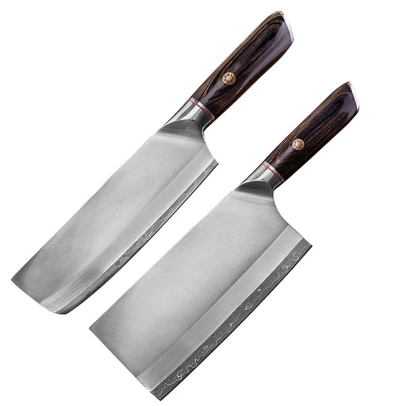 Cleaver Knife Damascus Stainless Steel Kitchen Chef Knives Razor Sharp Slicing Knife High-end Cooking Knives Woodhandle Tools