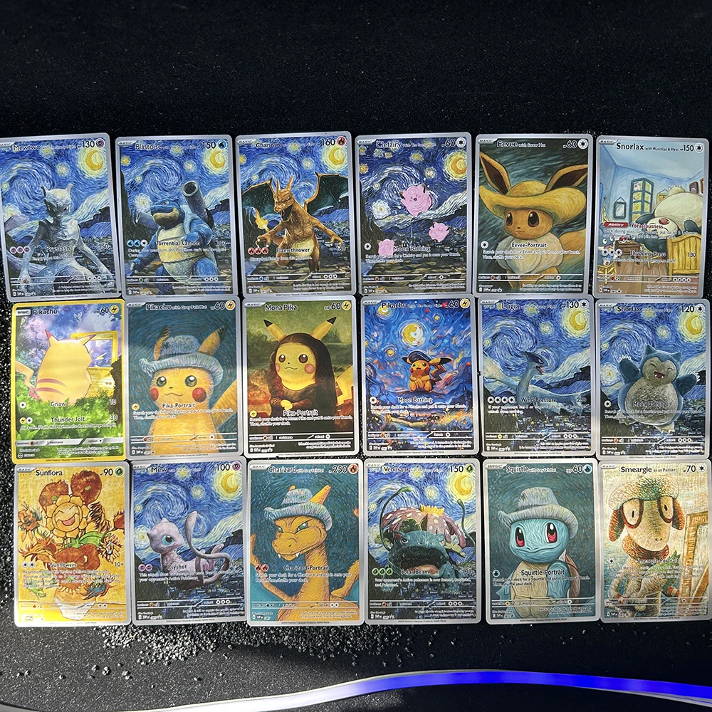 DIY PTCG Starry Night Collection Cards Van Gogh Museum Charizard Card PTCG Self Made Cartoon Anime Game Collection Cards Gift