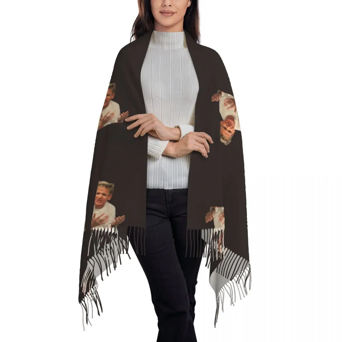 Gordon Ramsay Chef Shirt Chef Scarf Tassel Scarves for Women Soft Warm Shawls and Wraps Long Fall Winter Shawl Wrap