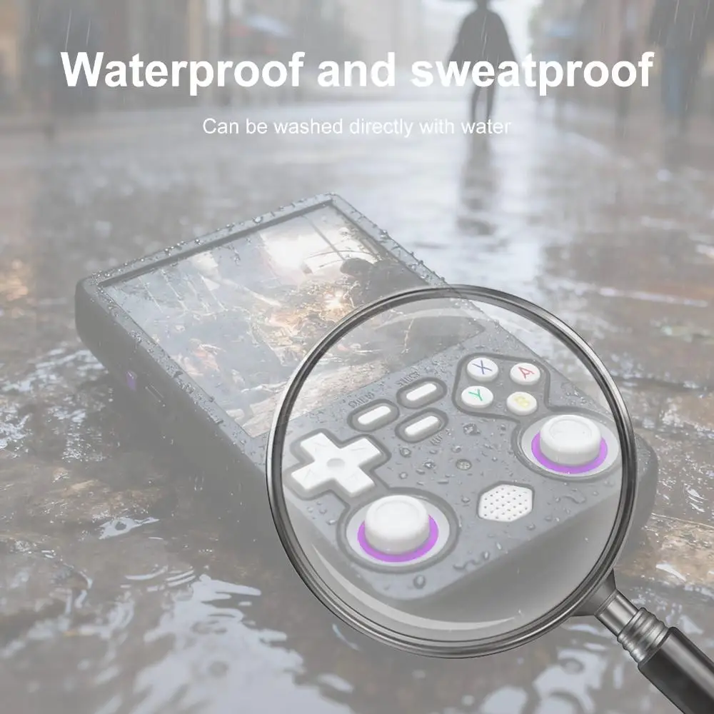 Games Console Soft Cover for R36 Ultra Gaming Accessories Against Scratch and Drop-Black Silicone Protective Case with Lanyard