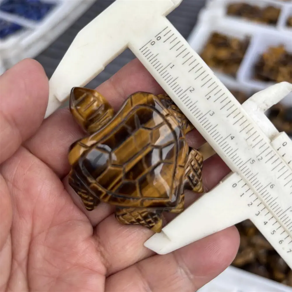 1PC Natural 5.3cm Yellow Tiger Eye Stone Sea Turtle Carving Healing Crystal Craft Figurine Reiki Lucky Home Decoration